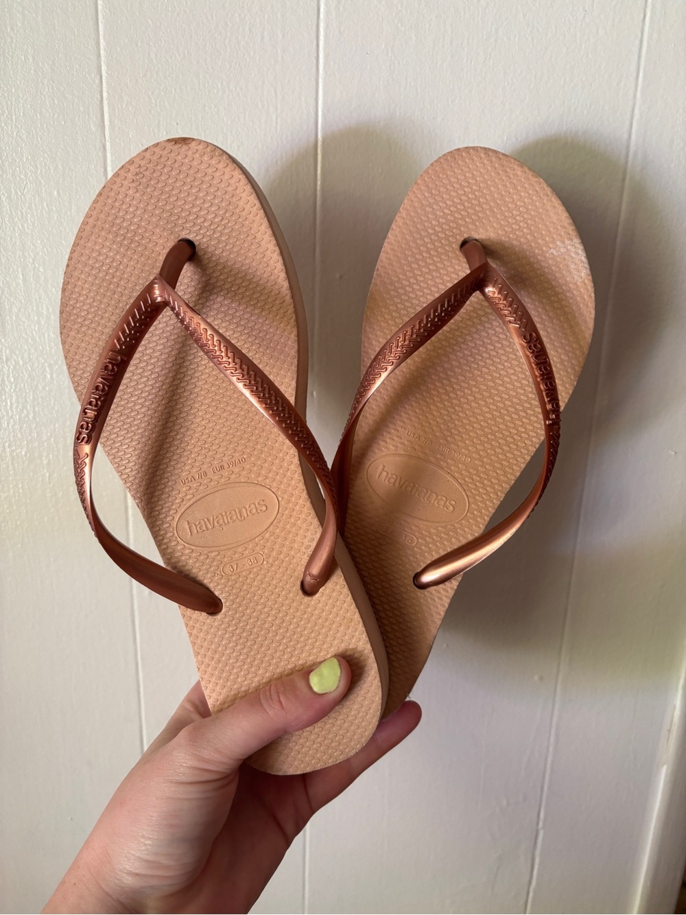 Havaianas Bronze Platform Flip Flop Sandals 7-8